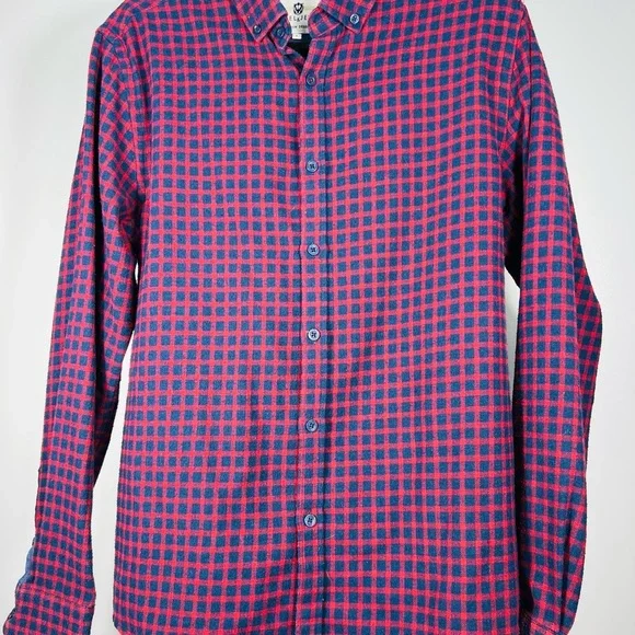 Casual Red and Blue Checkered Men's Shirt - Picture 2 of 10